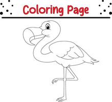 cute pink flamingo bird coloring page vector