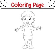 Cute Happy Children coloring page vector