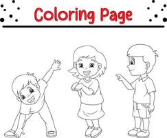 Cute Happy Children coloring page vector