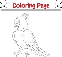 cute cockatiel bird Coloring page vector