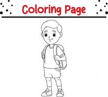 Coloring page little boys with backpack vector