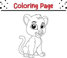 cute baby tiger coloring page for kids vector