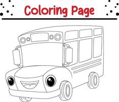 School bus coloring page for kids vector