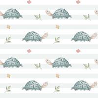 Seamless pattern with watercolor turtle. Cute childish background. Watercolor animals wallpaper in pastel colors vector