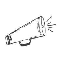 Outline of retro megaphone with word director. vector