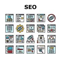 seo optimizar comunidad íconos conjunto vector