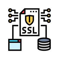 ssl seguro enchufes capa seo color icono vector ilustración