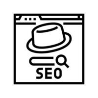 gris sombrero seo línea icono vector ilustración