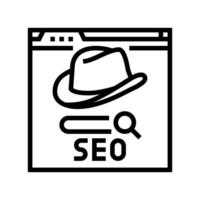 negro sombrero seo línea icono vector ilustración