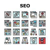 seo technical audit icons set vector