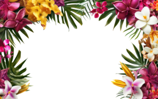 AI generated Tropical flowers and leaves on transparent background png