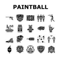 paintball game player team icons set vector