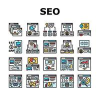 seo mejorar parte superior sitio web íconos conjunto vector