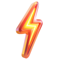 AI generated 3D rendering of lightning bolt icon. Neon sign of lightning png