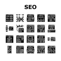 seo digital optimization strategy icons set vector