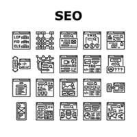 seo digital mejoramiento estrategia íconos conjunto vector