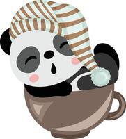 linda panda dormido en taza vector