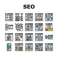 seo digital mejoramiento estrategia íconos conjunto vector