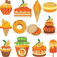 digital conjunto de dulces hecho con naranja vector