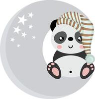 Sweet dreams cute panda on the moon vector