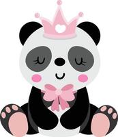 Baby girl panda sitting with crown vector