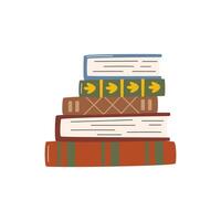 Stack of five books vector flat education concept