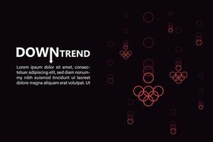 Fallen Digital Red Circle Line Arrows in Downtrend vector