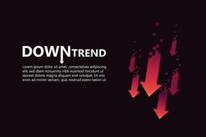 Red arrows downtrend abstract decorative background vector