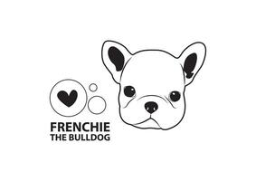 Cute French Bulldog Puppy Black and White Logo Vector