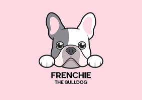 A cute little Frenchie is stuck to the edge of the table and waiting for some food vector