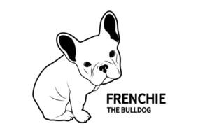 Cute Brown Frenchie in black and White Style vector