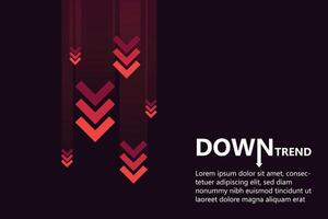 Fallen Moving Digital Red Arrows in Downtrend vector