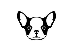 francés buldog logo en negro y blanco vector