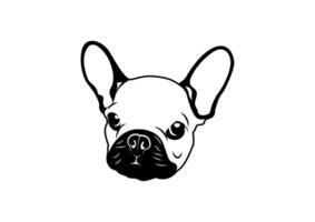 Cute Rabbit Ear Frenchie Face in Black and White vector