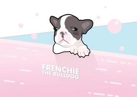 Cute Frenchie Puppy in Summer Scene vector