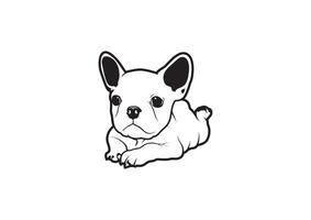 Adorable Frenchie Puppy in Relaxing Mood in Black and White Style vector