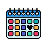 Calendar Heart Mark Birthday Color Stroke Icon vector