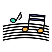 Musical Notes Birthday Party Color Stroke Icon vector