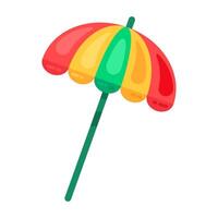 Multi Colored Beach Umbrella On Stick vector