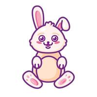 Joyful Easter Bunny Sitting And Smiling Icon vector