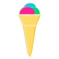 Waffle Cone With Colorful Ice Cream Scoops vector