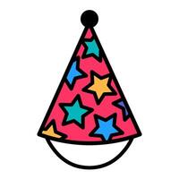 Headdress Cone Cap Birthday Color Stroke Icon vector