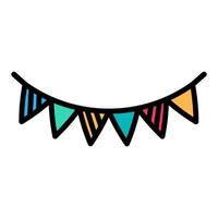 Garland Of Flags Birthday Party Color Stroke Icon vector