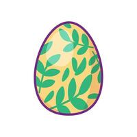 Festive Easter Egg Green Floral Leaves Ornate vector