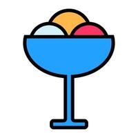 Bowl Ice Cream Birthday Party Color Stroke Icon vector