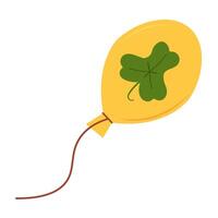 Flying Yellow Balloon Decorated With Three Leaf vector