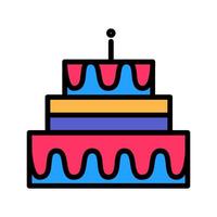 Biscuit Cake Birthday Party Color Stroke Icon vector