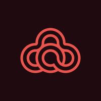 elegant letter O cloud outline logo vector