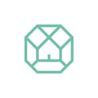 simple elegant diamond house outline logo vector