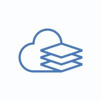 cloud line document stack logo vector